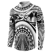 Polynesia Maui Tattoo Inspired Button Sweatshirt White Version