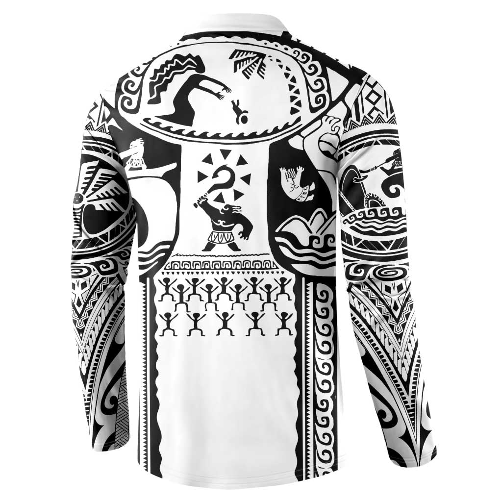 Polynesia Maui Tattoo Inspired Button Sweatshirt White Version