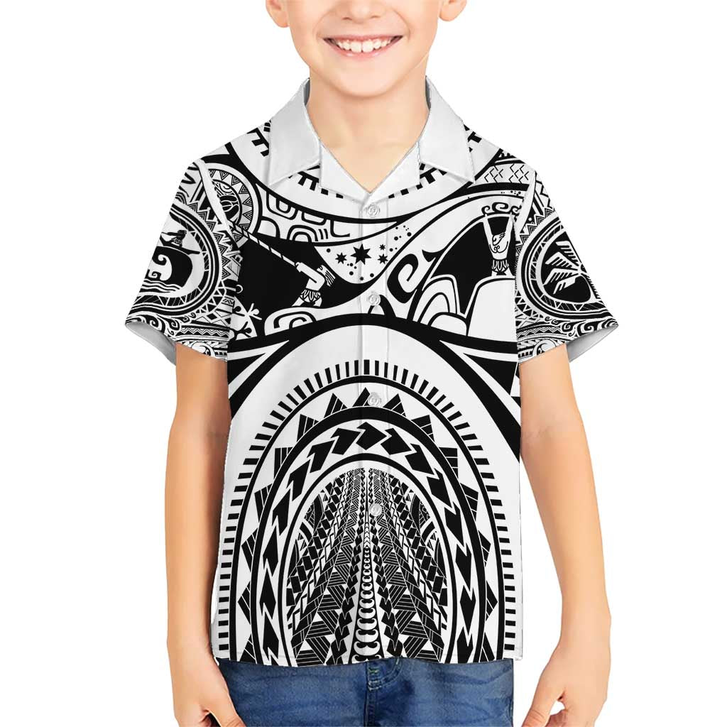 Polynesia Maui Tattoo Inspired Kid Hawaiian Shirt White Version LT05 Kid White - Polynesian Pride