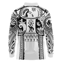 Polynesia Maui Tattoo Inspired Long Sleeve Polo Shirt White Version