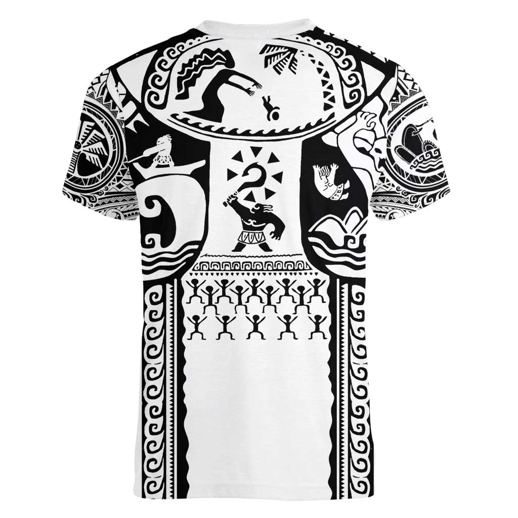 Polynesia Maui Tattoo Inspired Women V-Neck T-Shirt White Version