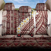 Red Vintage Tonga Ngatu Pattern With Plumeria Back Car Seat Cover - Polynesian Pride