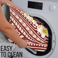 Red Vintage Tonga Ngatu Pattern With Plumeria Bathroom Set - Polynesian Pride