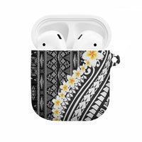 Black Vintage Tonga Ngatu Pattern With Plumeria AirPods Case - Polynesian Pride