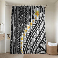 Black Vintage Tonga Ngatu Pattern With Plumeria Bathroom Set - Polynesian Pride
