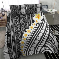 Black Vintage Tonga Ngatu Pattern With Plumeria Bedding Set - Polynesian Pride