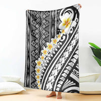Black Vintage Tonga Ngatu Pattern With Plumeria Blanket - Polynesian Pride