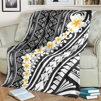 Black Vintage Tonga Ngatu Pattern With Plumeria Blanket - Polynesian Pride