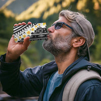 Black Vintage Tonga Ngatu Pattern With Plumeria 4 in 1 Can Cooler Tumbler - Polynesian Pride