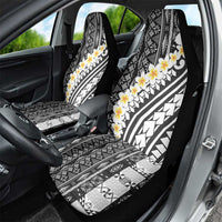 Black Vintage Tonga Ngatu Pattern With Plumeria Car Seat Cover - Polynesian Pride