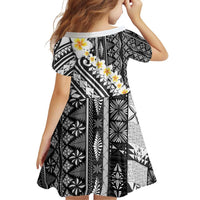 Black Vintage Tonga Ngatu Pattern With Plumeria Family Matching Puletasi and Hawaiian Shirt LT05 - Polynesian Pride