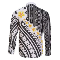 Black Vintage Tonga Ngatu Pattern With Plumeria Family Matching Puletasi and Hawaiian Shirt LT05 - Polynesian Pride