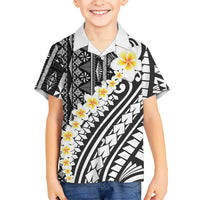 Black Vintage Tonga Ngatu Pattern With Plumeria Hawaiian Shirt LT05 - Polynesian Pride