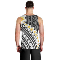 Black Vintage Tonga Ngatu Pattern With Plumeria Men Tank Top - Polynesian Pride