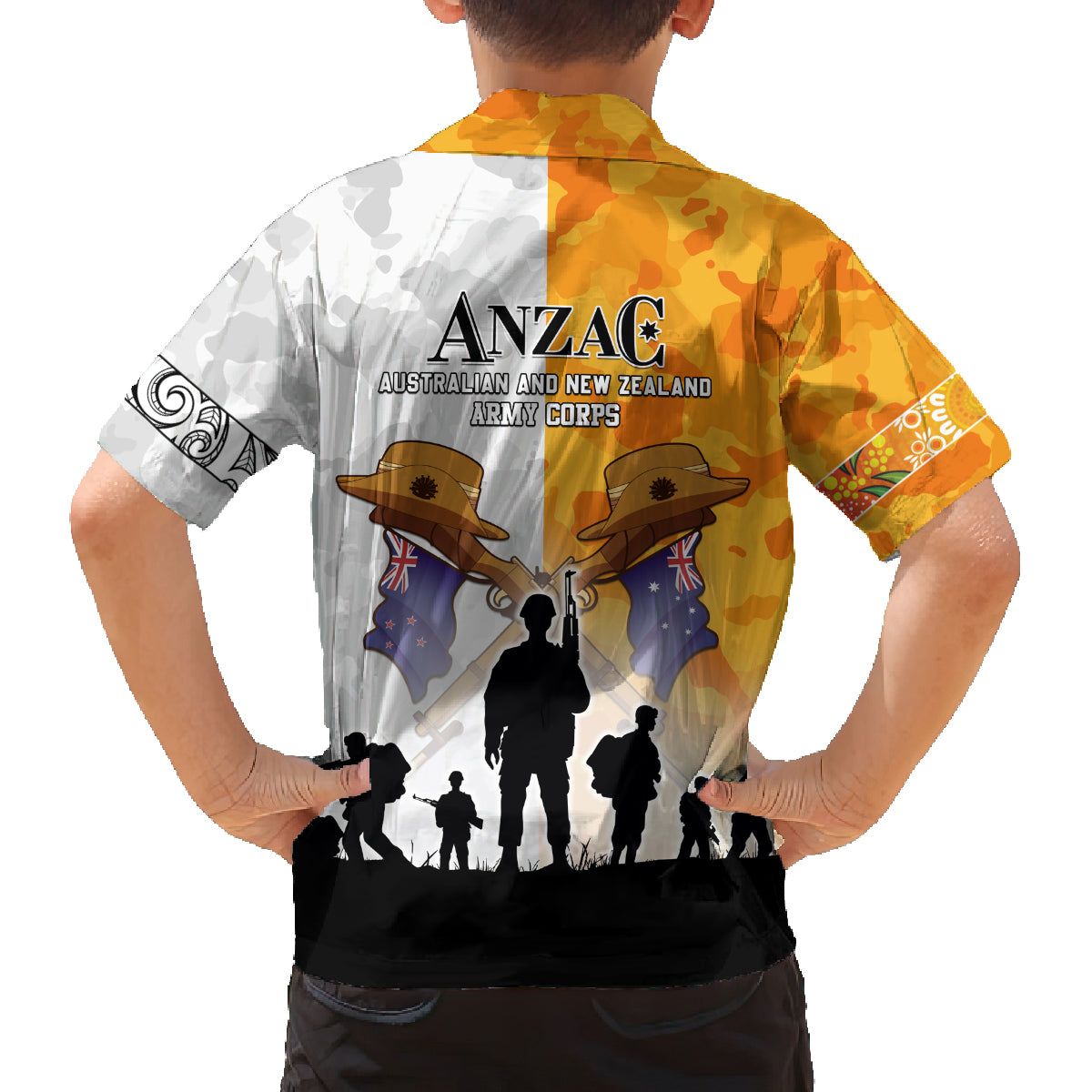 Australia And New Zealand ANZAC Day Family Matching Off Shoulder Short Dress and Hawaiian Shirt Lest We Forget LT05 - Polynesian Pride