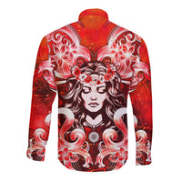 Hawaii Goddess Of Fire Madame Pele Long Sleeve Button Shirt Polynesian Style LT05 - Polynesian Pride