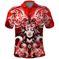 Hawaii Goddess Of Fire Madame Pele Polo Shirt Polynesian Style LT05 Red - Polynesian Pride