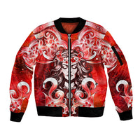 Hawaii Goddess Of Fire Madame Pele Sleeve Zip Bomber Jacket Polynesian Style LT05 Unisex Red - Polynesian Pride