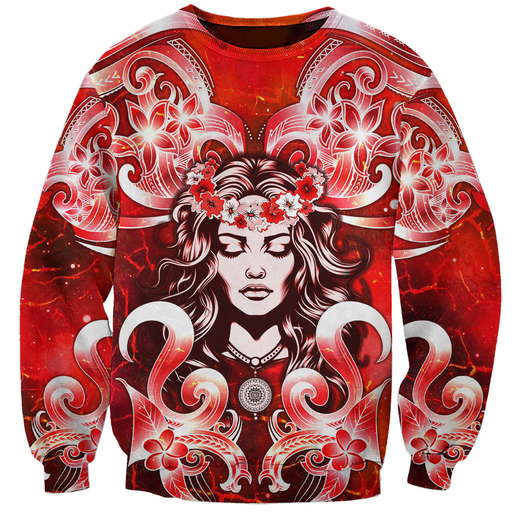 Hawaii Goddess Of Fire Madame Pele Sweatshirt Polynesian Style LT05 Unisex Red - Polynesian Pride