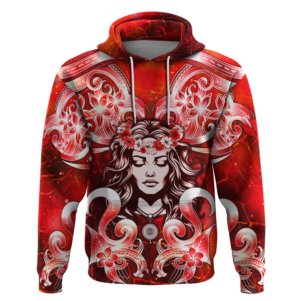 Hawaii Goddess Of Fire Madame Pele Zip Hoodie Polynesian Style LT05 Pullover Hoodie Red - Polynesian Pride