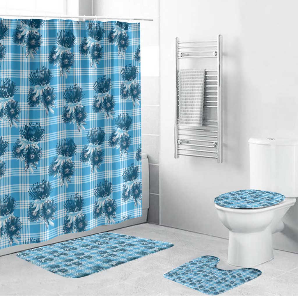 Blue Palaka Hawaii Bathroom Set Hawaiian Lehua Blossoms