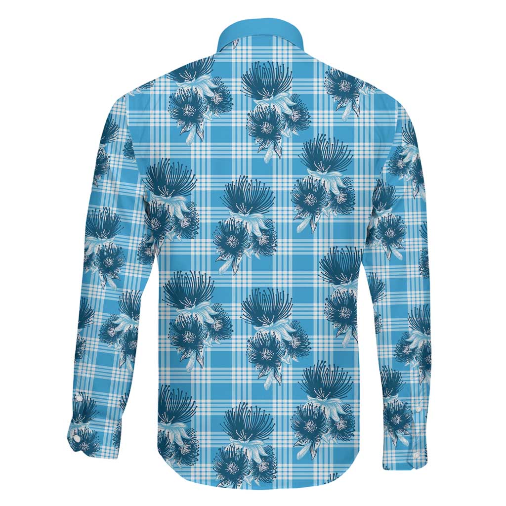 Blue Palaka Hawaii Family Matching Summer Maxi Dress and Hawaiian Shirt Hawaiian Lehua Blossoms LT05 - Polynesian Pride