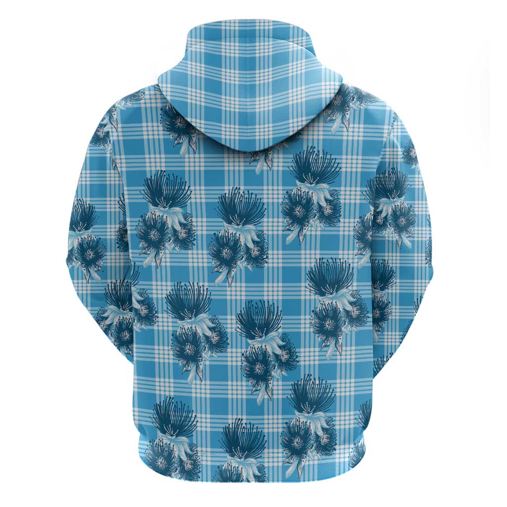 Blue Palaka Hawaii Hoodie Hawaiian Lehua Blossoms LT05 - Polynesian Pride