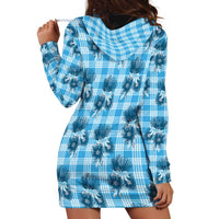 Blue Palaka Hawaii Hoodie Dress Hawaiian Lehua Blossoms LT05 - Polynesian Pride