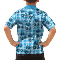 Blue Palaka Hawaii Kid Hawaiian Shirt Hawaiian Lehua Blossoms LT05 - Polynesian Pride