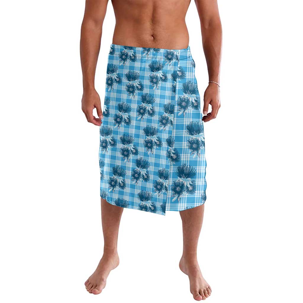 Blue Palaka Hawaii Lavalava Hawaiian Lehua Blossoms LT05 Blue - Polynesian Pride