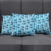 Blue Palaka Hawaii Pillow Cover Hawaiian Lehua Blossoms
