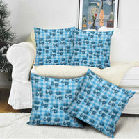 Blue Palaka Hawaii Pillow Cover Hawaiian Lehua Blossoms