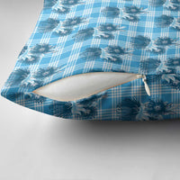 Blue Palaka Hawaii Pillow Cover Hawaiian Lehua Blossoms