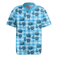Blue Palaka Hawaii Rugby Jersey Hawaiian Lehua Blossoms LT05 Blue - Polynesian Pride