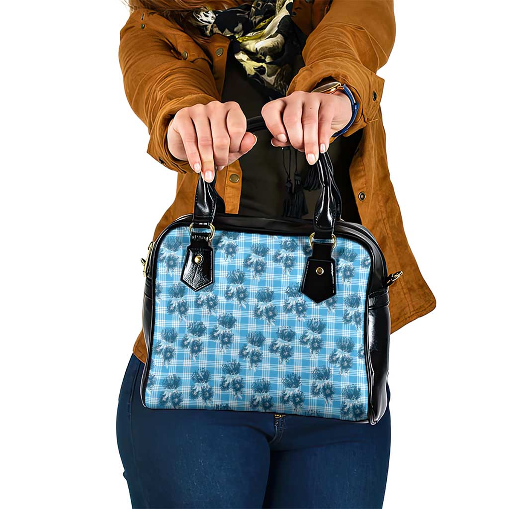 Blue Palaka Hawaii Shoulder Handbag Hawaiian Lehua Blossoms LT05 One Size Blue - Polynesian Pride