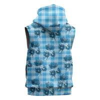 Blue Palaka Hawaii Sleeveless Hoodie Hawaiian Lehua Blossoms LT05 - Polynesian Pride