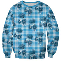 Blue Palaka Hawaii Sweatshirt Hawaiian Lehua Blossoms