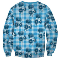 Blue Palaka Hawaii Sweatshirt Hawaiian Lehua Blossoms