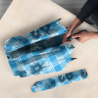 Blue Palaka Hawaii Umbrella Hawaiian Lehua Blossoms