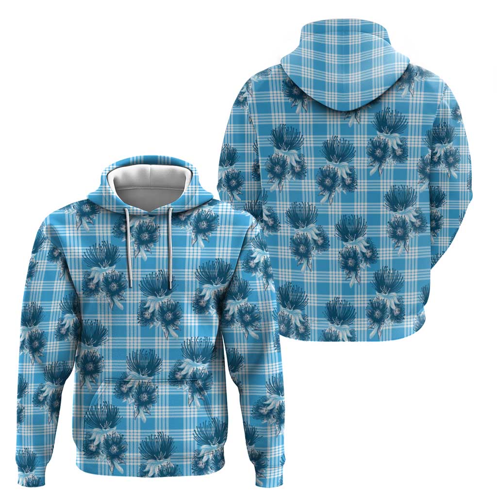 Blue Palaka Hawaii Zip Hoodie Hawaiian Lehua Blossoms LT05 - Polynesian Pride