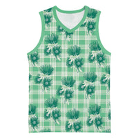 Green Palaka Hawaii Basketball Jersey Hawaiian Lehua Blossoms LT05 Unisex Green - Polynesian Pride