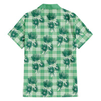 Green Palaka Hawaii Family Matching Puletasi and Hawaiian Shirt Hawaiian Lehua Blossoms