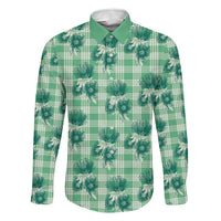 Green Palaka Hawaii Family Matching Puletasi and Hawaiian Shirt Hawaiian Lehua Blossoms