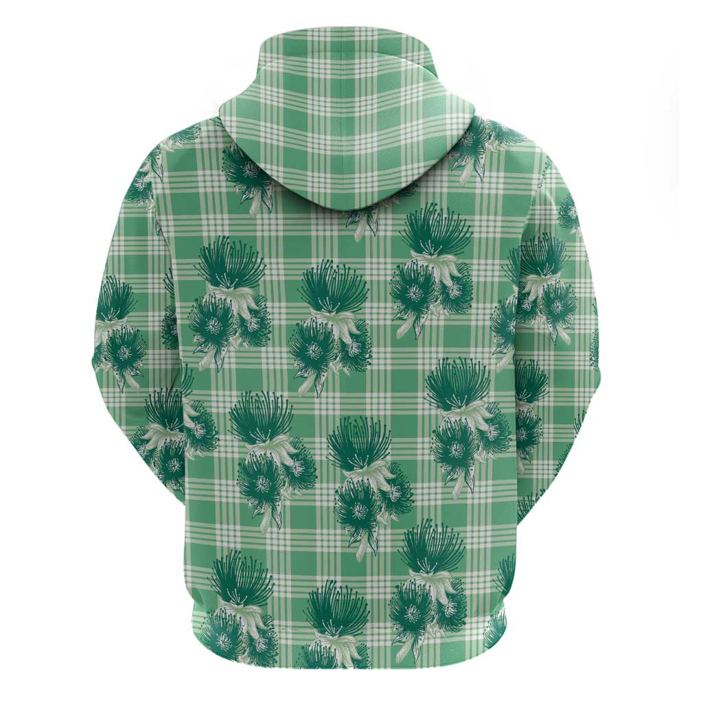 Green Palaka Hawaii Hoodie Hawaiian Lehua Blossoms LT05 - Polynesian Pride