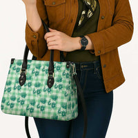 Green Palaka Hawaii Leather Bag Hawaiian Lehua Blossoms