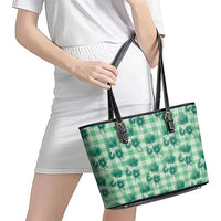 Green Palaka Hawaii Leather Tote Bag Hawaiian Lehua Blossoms LT05 - Polynesian Pride