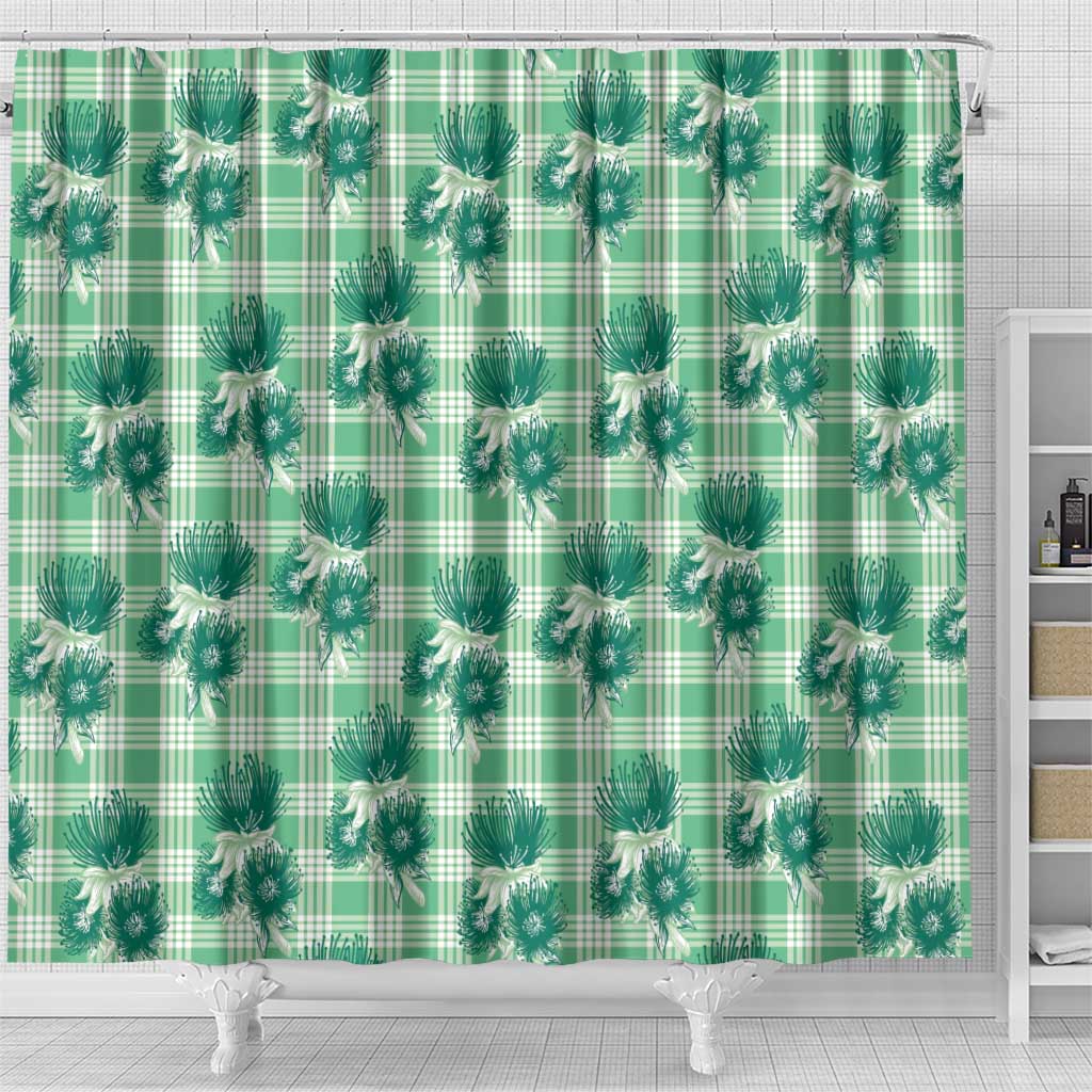Green Palaka Hawaii Shower Curtain Hawaiian Lehua Blossoms LT05 - Polynesian Pride