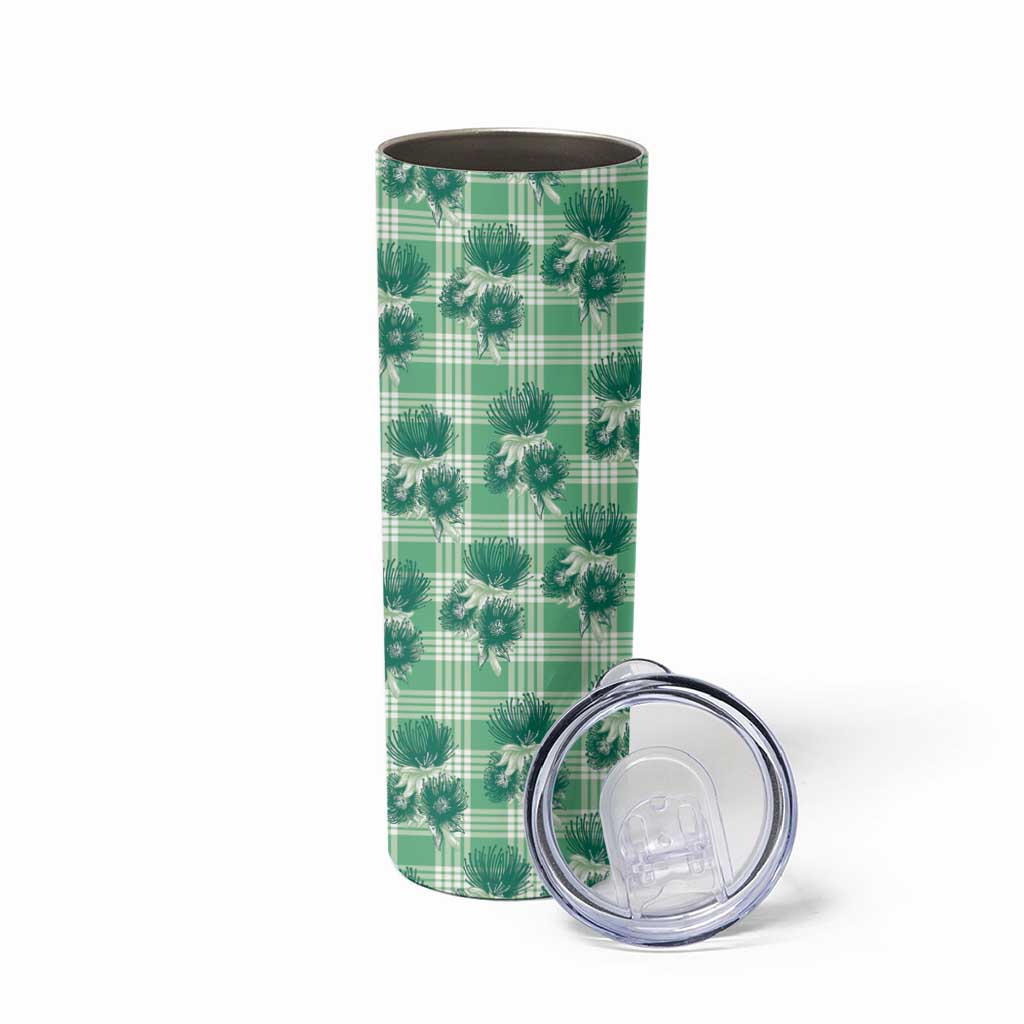 Green Palaka Hawaii Skinny Tumbler Hawaiian Lehua Blossoms