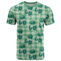 Green Palaka Hawaii T Shirt Hawaiian Lehua Blossoms