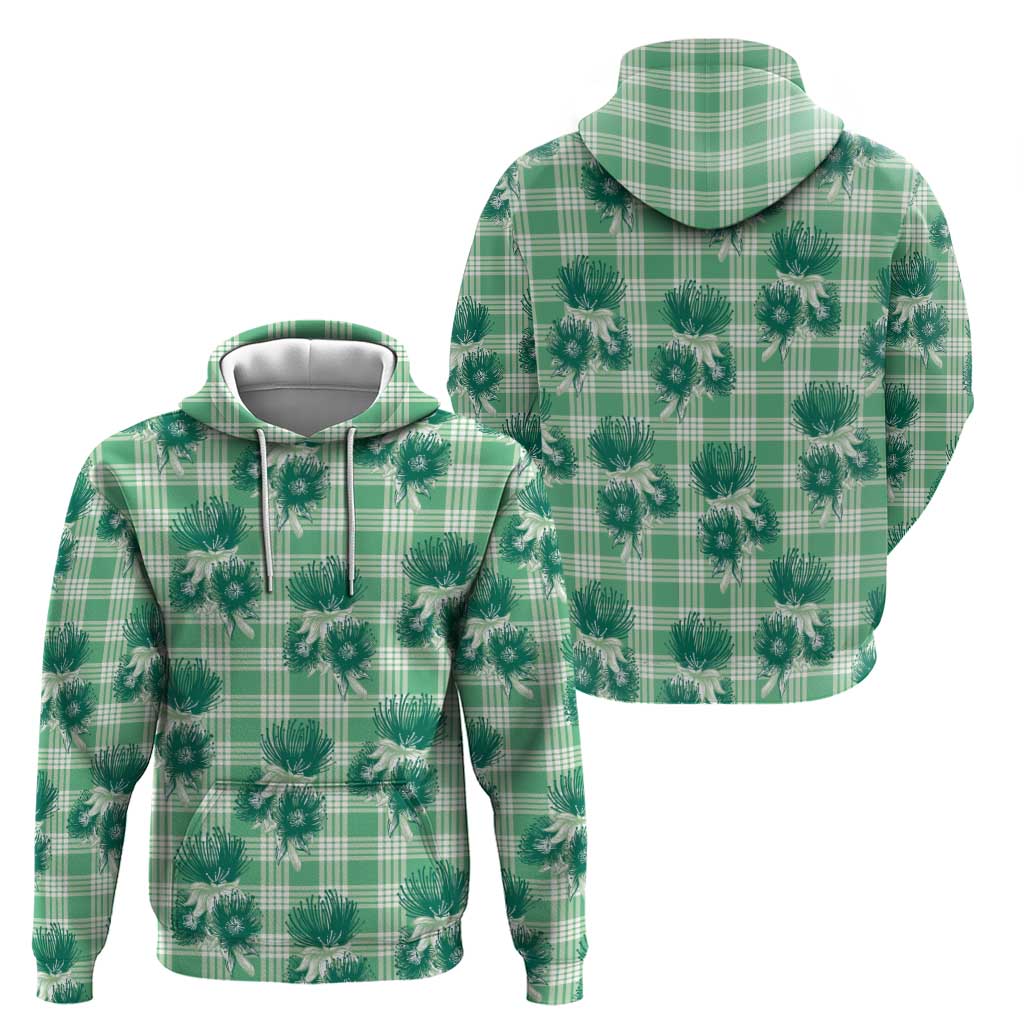 Green Palaka Hawaii Zip Hoodie Hawaiian Lehua Blossoms LT05 - Polynesian Pride